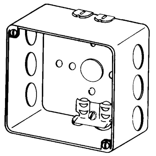 Appleton Electric - Appleton 4SRD 4" Square Outlet/Switch Box w/NM Cable Clamps, 2-1/8" Deep, 30.3cu.in, 1/2" & 21/32" Knockouts, Drawn, Steel