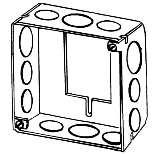 Appleton Electric - Appleton 4SSBE-SPLRD 4" Square Outlet/Switch Box Extension Ring, 1-1/2" Deep, 21cu.in, 1/2" & 3/4" Knockouts, Drawn, Steel (Cutout for Handy Box) - Red Powder Coat Finish