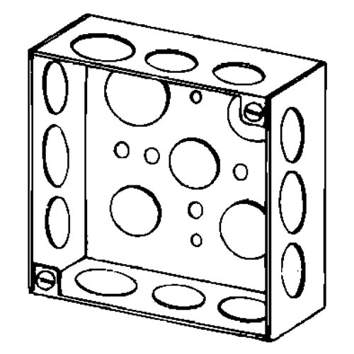 Appleton Electric - Appleton 4S-SPL 4" Square Outlet/Switch Box, 1-1/2" Deep, 21cu.in, 1/2" & 3/4" Knockouts, Welded, Steel