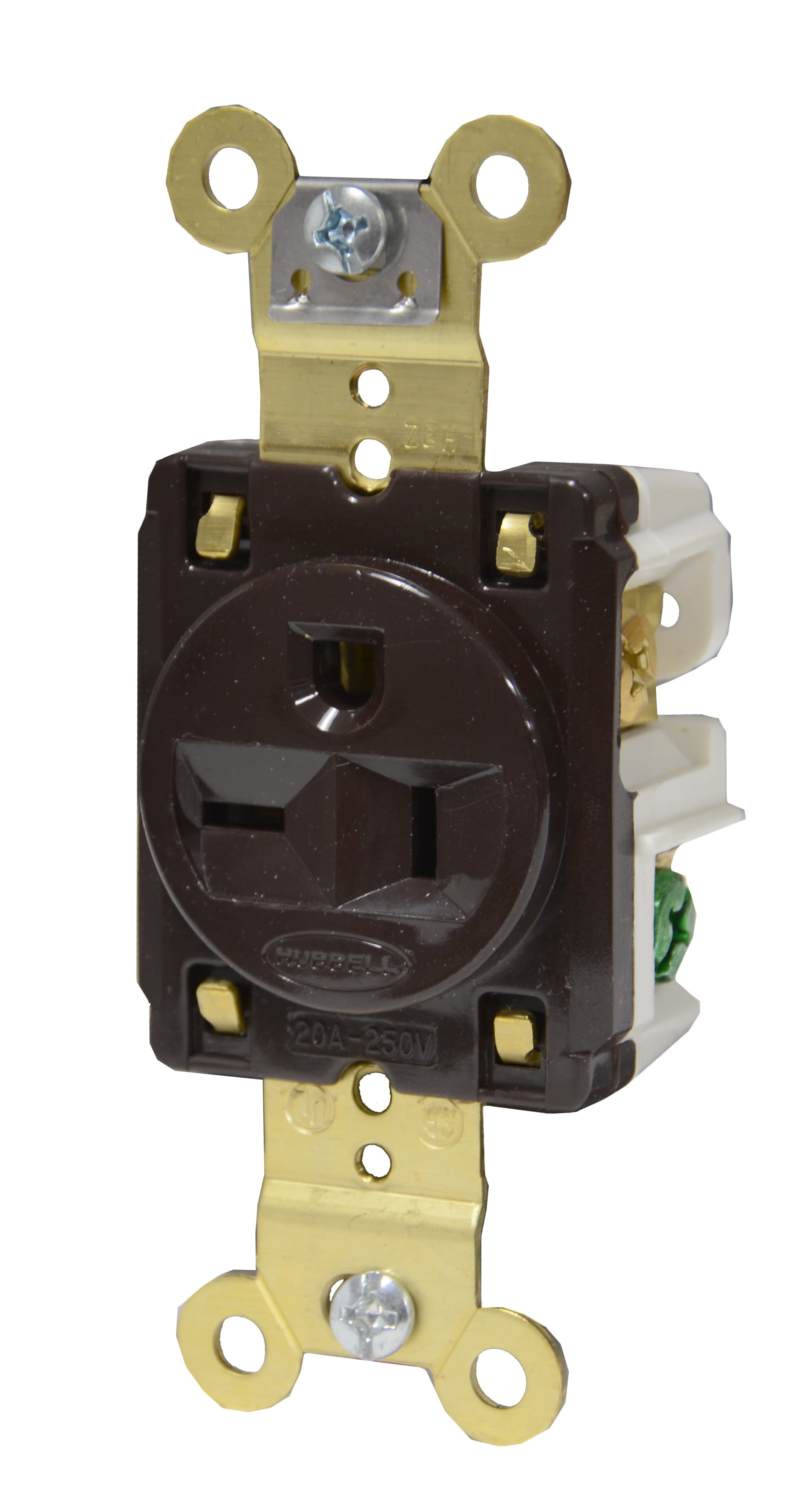 Hubbell Wiring Device - Hubbell HBL6391CN SGL Receptacle, 20A 250V, 6-20R(CAN), BR