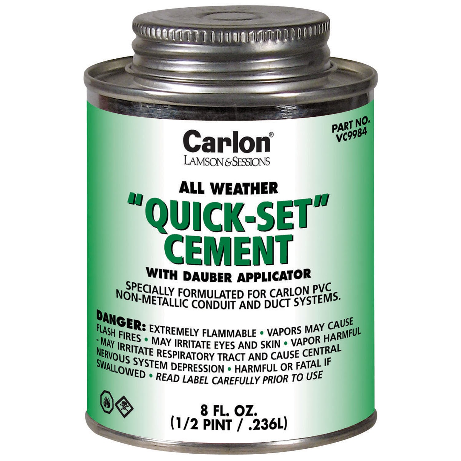 PVC Fittings - Carlon VC9983 All-Weather 'Quick-Set' PVC Cement, Clear, 1-Pint
