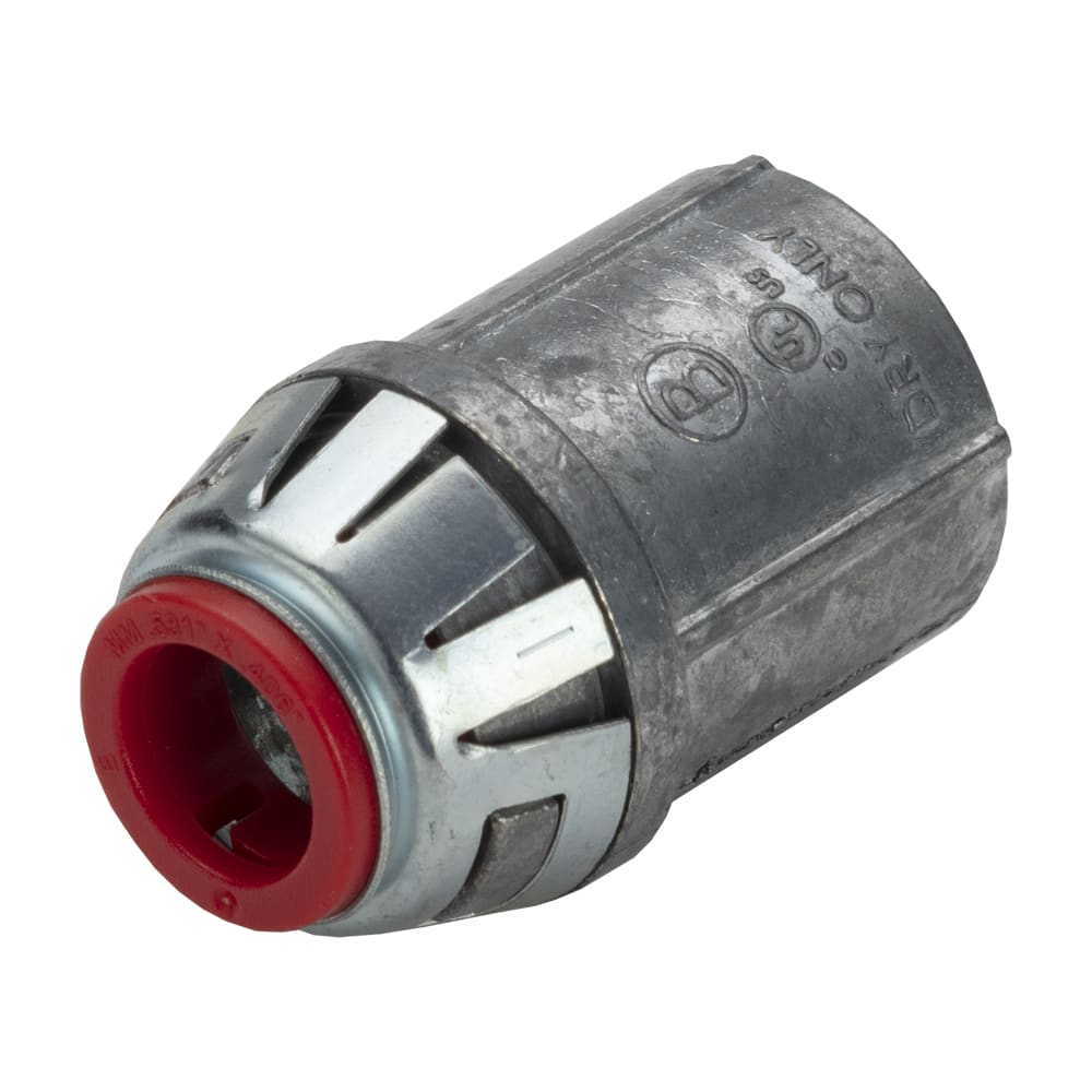 Bridgeport Fittings - Bridgeport 38ASP 3/8" E-Z LOCK® Snap-in Connector, Zinc Die Cast
