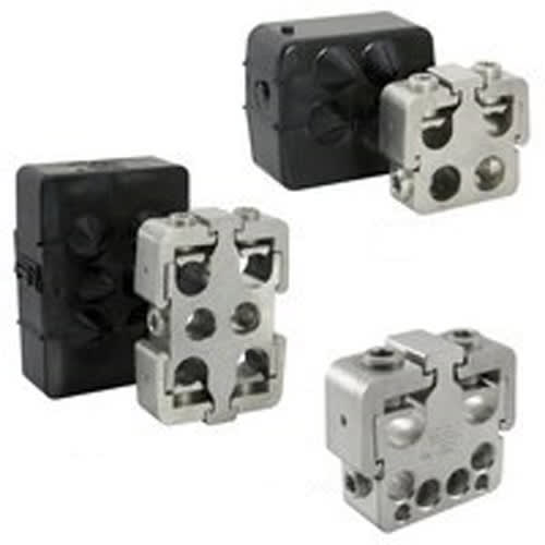 Ilsco - Ilsco PTA26-500-4/0 Aluminum Multi-Tap Connector, Dual Rated, Main Conductor Range 500-4/0, Tap Range 4/0-6, 2-14, 2 Main Ports, 6 Tap Ports, Tin Plated, UL