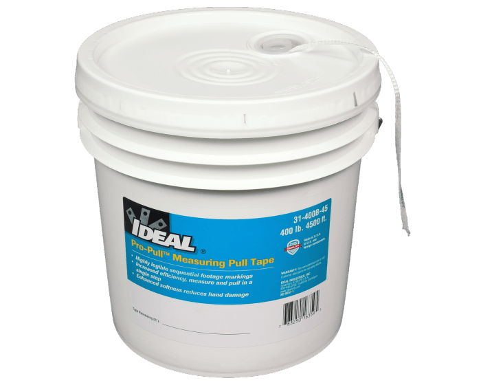 Ideal Industries - Ideal 31-400B-45 1/4" x 4500ft Pro-Pull™ Conduit Measuring Pull Tape, 400lb Tensile Strength (Bucket)
