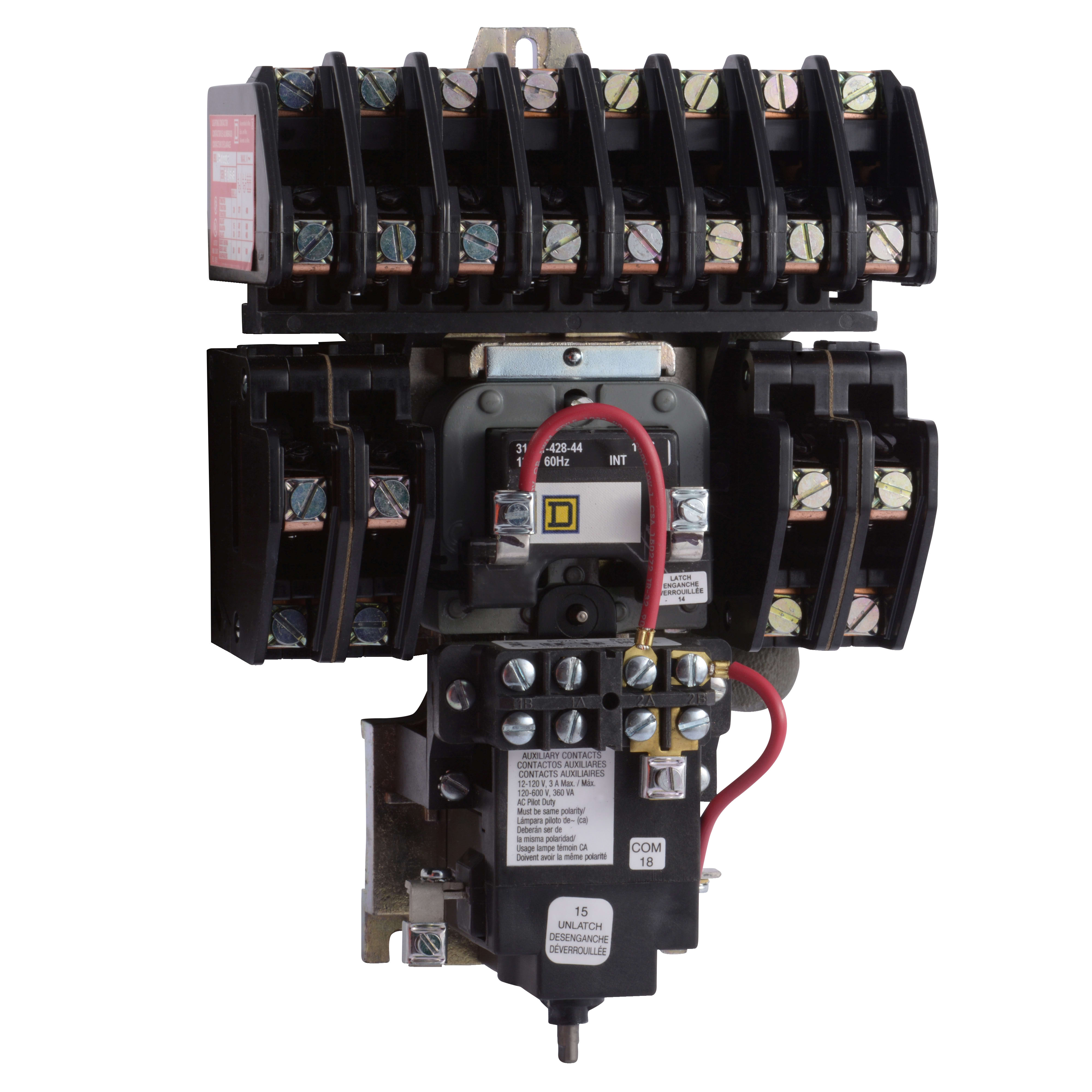Square-D / Schneider - Square D 8903LXO1200V01 24 VAC 30 Amp 12-Pole 12NO Open Type Mechanically Held Lighting Contactor