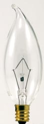 LEDVANCE Sylvania - Sylvania Ecologic 13452 120 Volt 25 W 100 CRI 175 lm Clear E12 Candelabra Base B10 Bent Tip Incandescent Lamp