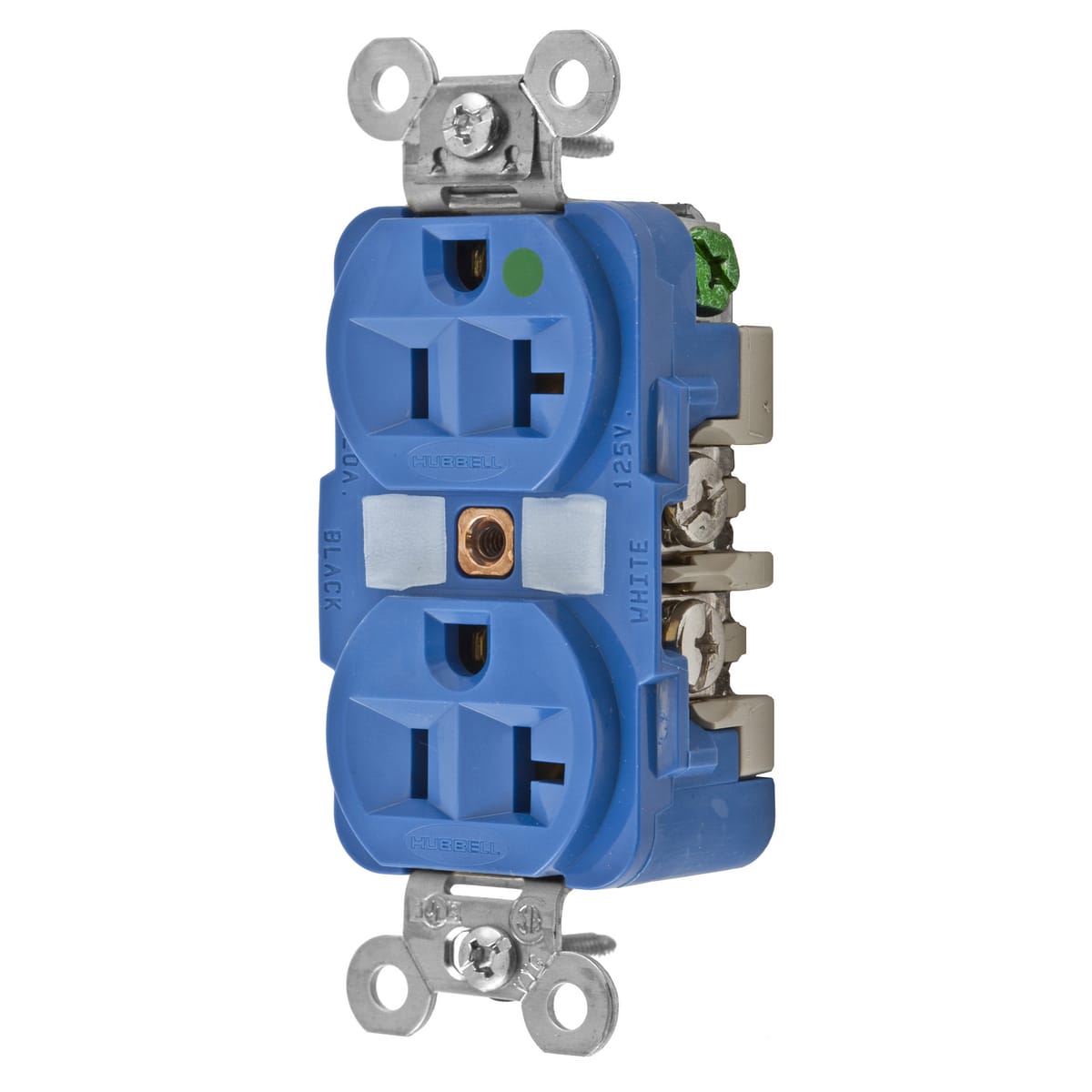 Hubbell Wiring Device - Hubbell HBL8300BL 125 Volt 20 Amp Blue Hospital Grade Receptacle