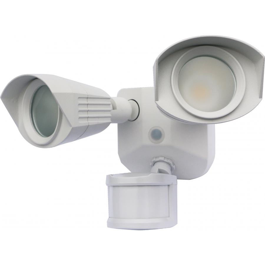 Satco Products, Incorporated - Satco 65-217 LED Dual-Head Security Light w/ Motion Sensor, 20W 100-277V, 4000K, 180± Detection, IP65, Wet Location - White
