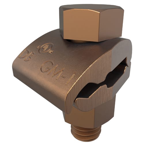 Ilsco - Ilsco GM-1 Permaground Copper Ground Clamp, Conductor Range 4-8 Sol, 1 Conductor, 1 Bolt, 3/8in Bolt Size, Double Plate, UL