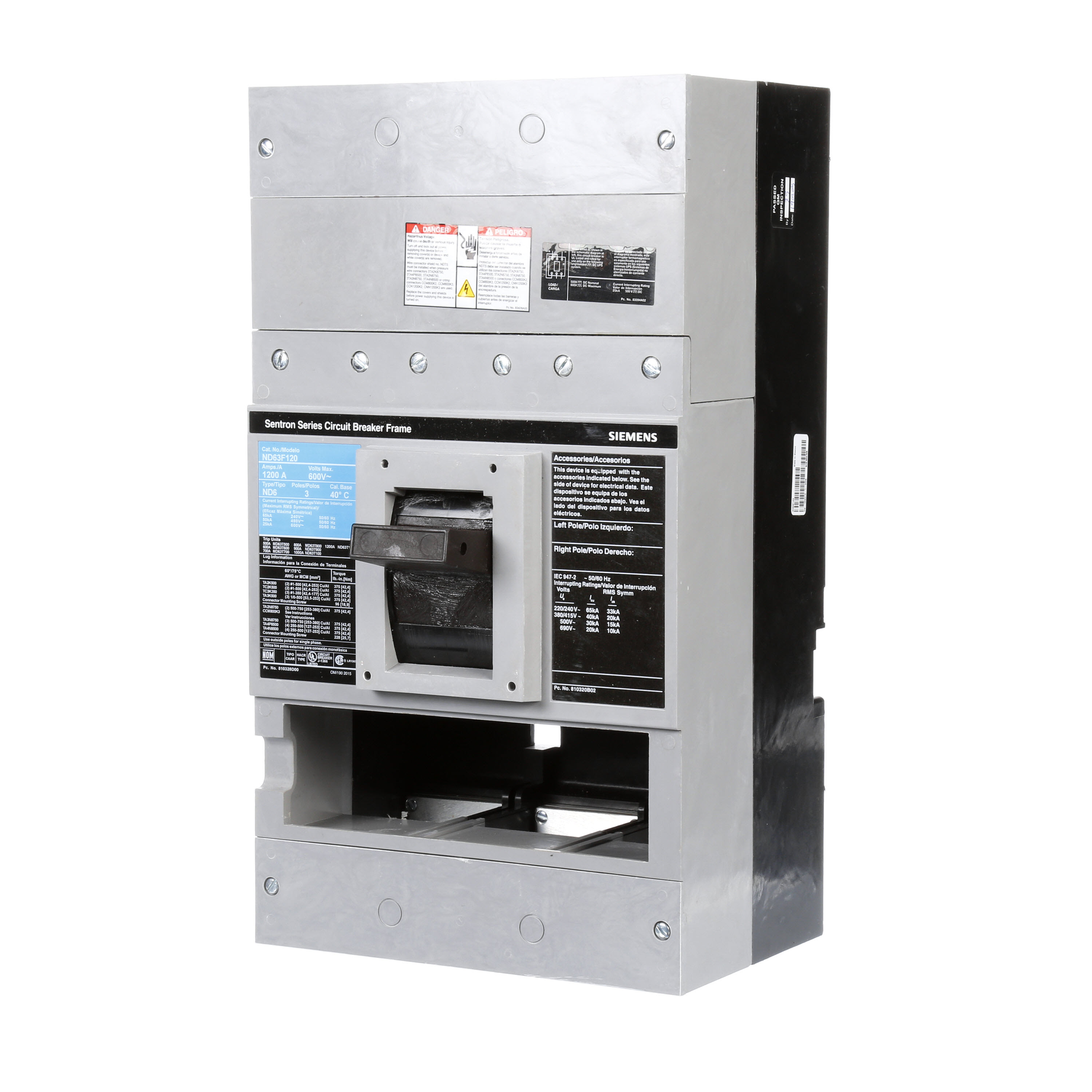 Siemens - Siemens ND63F120 600 Volt 1200 Amp 25 kA 3-Pole ND-Frame Molded Case Circuit Breaker