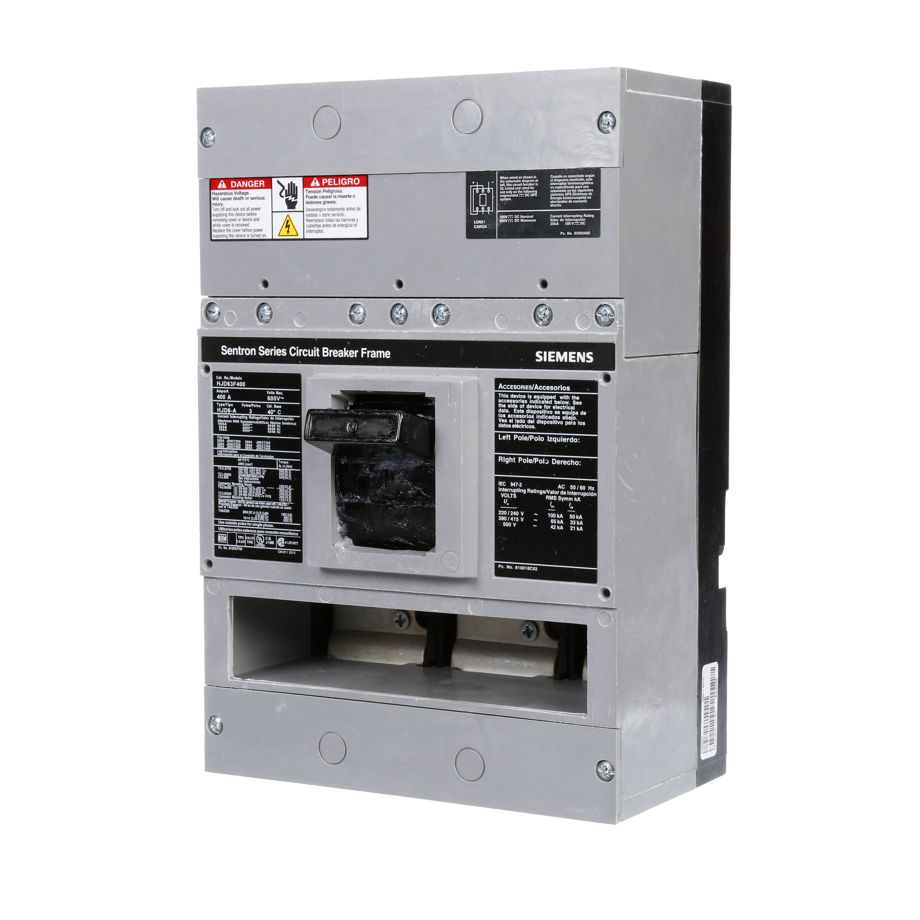 Siemens - Siemens HJD63F400 3-Pole 400 Amp 600 Volt 35 kA Molded Case Circuit Breaker