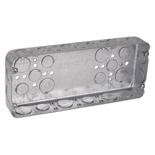 Thomas & Betts Co - Steel City 4G-1/2-3/4 4-Gang 70cu.in Steel Box with 1/2 and 3/4 Inch Knockouts