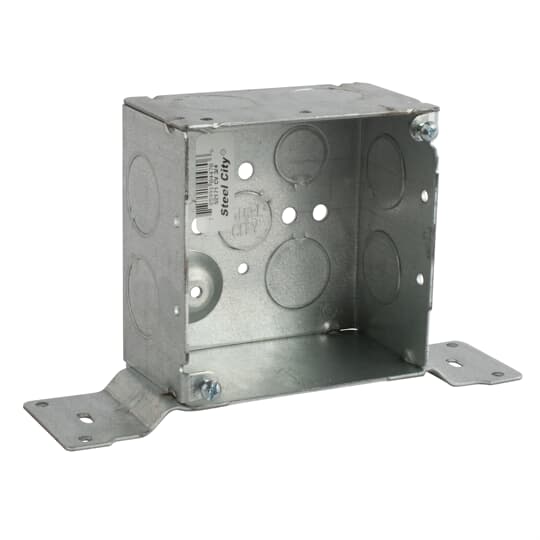 Thomas & Betts Co - Steel-City 52171-CV-3/4 4" Steel Square Box, 2-1/8" Deep, 30.3 cu.in. w/ 3/4" & 1/2" Eccentric KOs and "CV" Bracket
