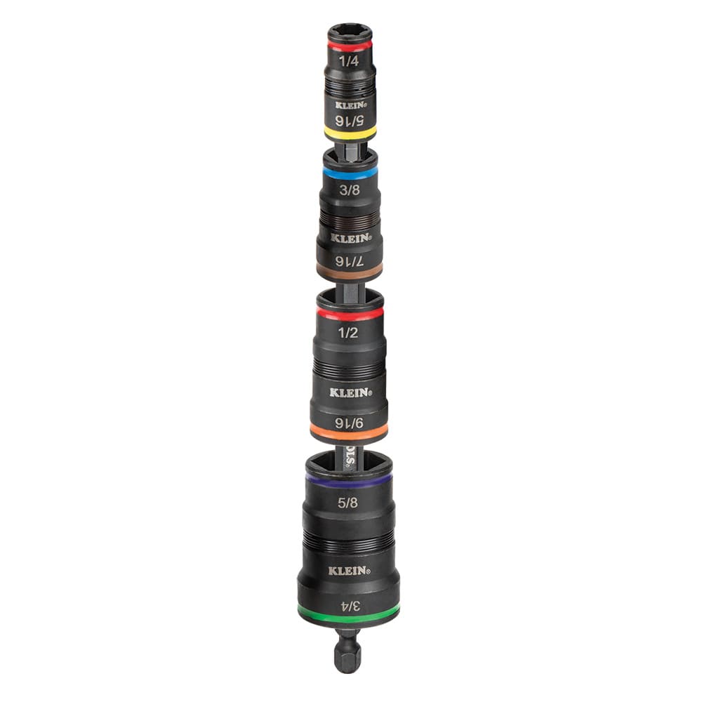 Klein Tool - Klein 32934 9-in-1 Impact-Rated Flip Socket, 1/4", 5/16", 3/8", 7/16", 1/2", 9/16", 5/8", 3/4"