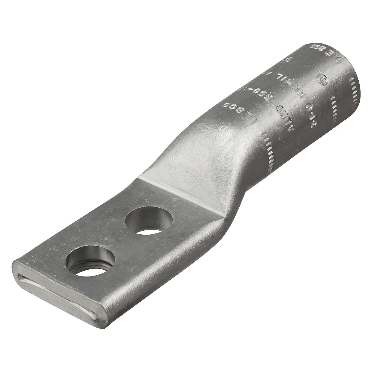Ilsco - Ilsco ALND-500-38-134 SureCrimp® Aluminum Compression Lug, Conductor Size 500, 2 Holes, 3/8in Bolt Size, 1-3/4in Hole Spacing, Long Barrel, No Sight Window, Tin Plated, UL, CSA