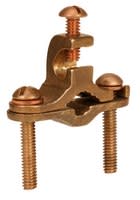 Ilsco - Ilsco BGC-2T-DB Permaground Bronze Ground Clamp, Conductor Range 2-10, Pipe Sizes 1/2 to 1in, Ground Rod Sizes 1/2 to 1in, Rebar Sizes #3-#8, Perpendicular Lay-in, Direcy Bury