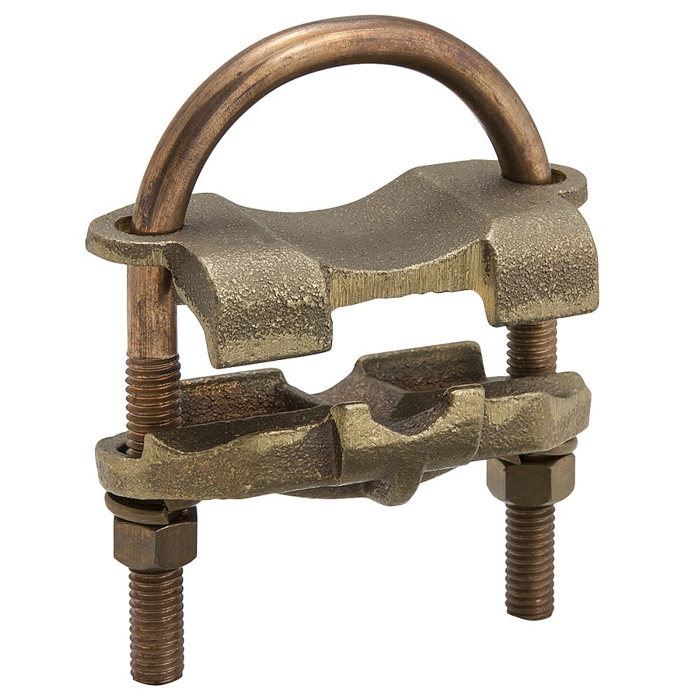 Ilsco - Ilsco GPL-76 Permaground Copper U-Bolt Ground Clamp, Conductor Range 250-2/0 Sol, Pipe Size 6in, Ground Rod Sizes 6 to 6-1/2in, UL, CSA
