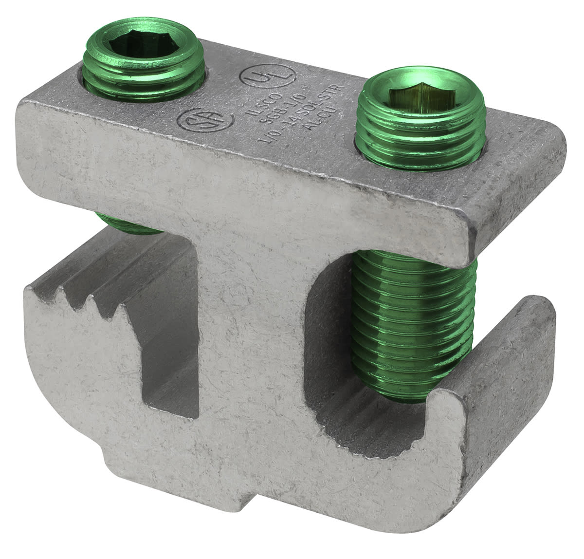 Ilsco - Ilsco SGB-1/0 Aluminum Lay-in Ground Lug, Dual Rated, Conductor Range 1/0-14, Tin Plated, UL, CSA