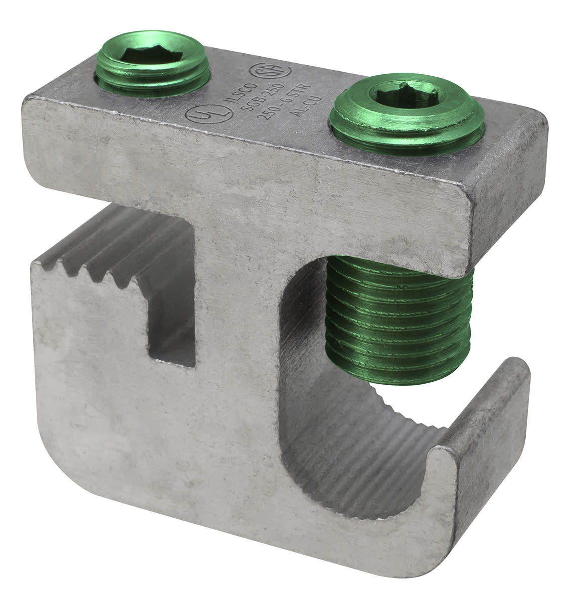 Ilsco - Ilsco SGB-250 Aluminum Lay-in Ground Lug, Dual Rated, Conductor Range 250-6, Tin Plated, UL, CSA