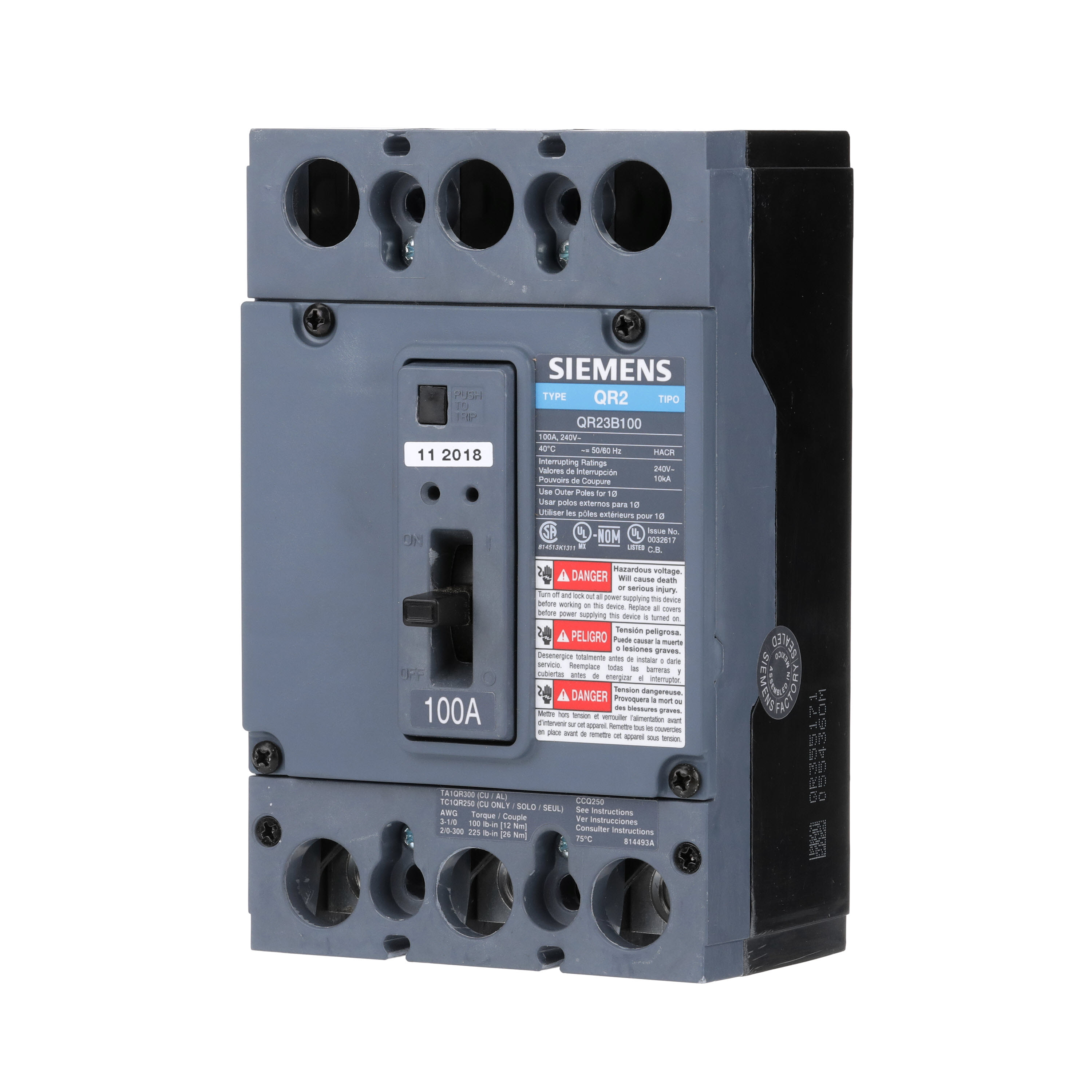 Siemens - Siemens HQR23B125 QR MCCB,65kA@2