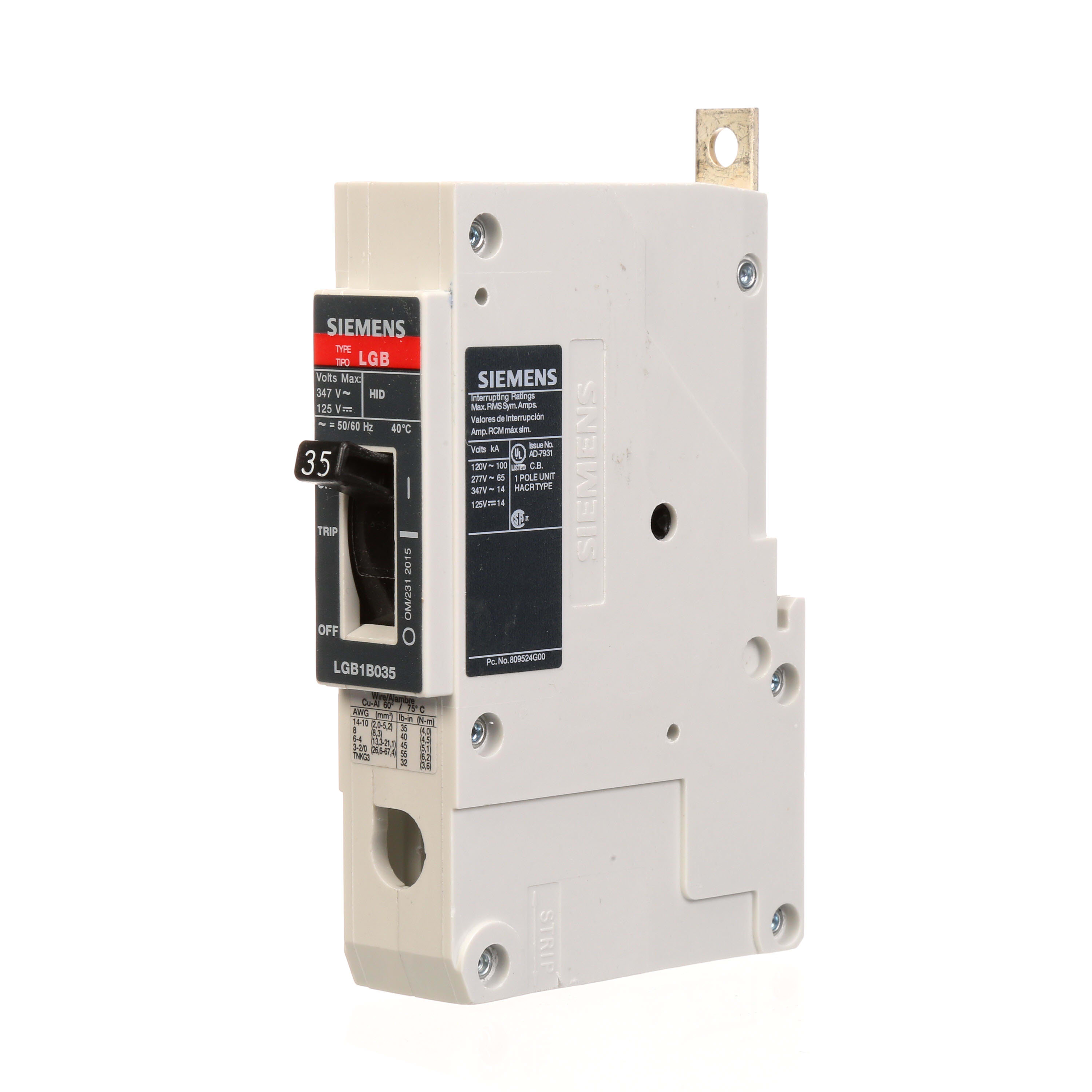 Siemens - Siemens LGB1B035B BRKR LGB 35A 1P 277V