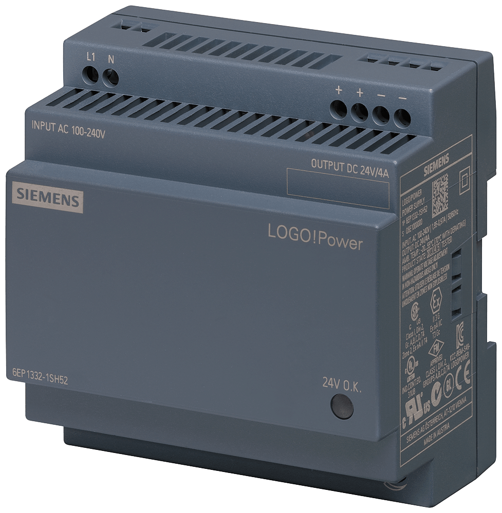 Siemens - Siemens 6EP13321SH52 100 to 240 VAC Input 24 VDC 4 Amp Output Stabilized Power Supply