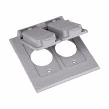 Crouse-Hinds - Crouse-Hinds Series TP7220 Gray Die-Cast Aluminum 2-Gang Self-Closing Weatherproof Outlet Box Cover with Gasket
