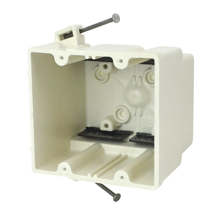 Allied Moulded Products - Allied Moulded Products 2302-NK 3-7/16 x 4 x 3-3/4 Inch 37 In. 2-Gang Angled Mid-Nail Switch/Receptacle Outlet Box