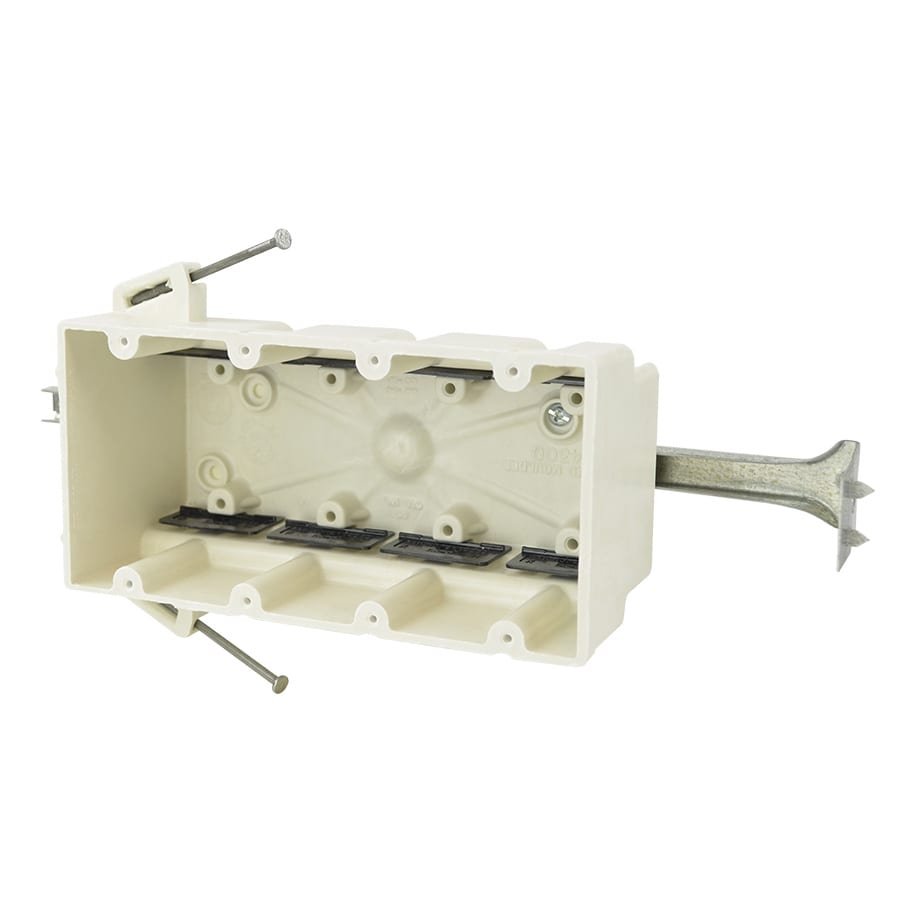 Allied Moulded Products - Allied Moulded Products 4300-NBK 3 x 7-1/2 x 3-3/4 Inch 60 In. 4-Gang Fiberglass Angled Mid-Nail Switch/Receptacle Outlet Box