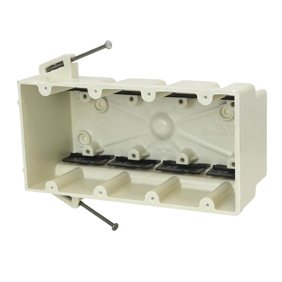 Allied Moulded Products - Allied Moulded Products 4300-NK 3 x 7-1/2 x 3-3/4 Inch 60 In. 4-Gang Fiberglass Angled Mid-Nail Switch/Receptacle Outlet Box