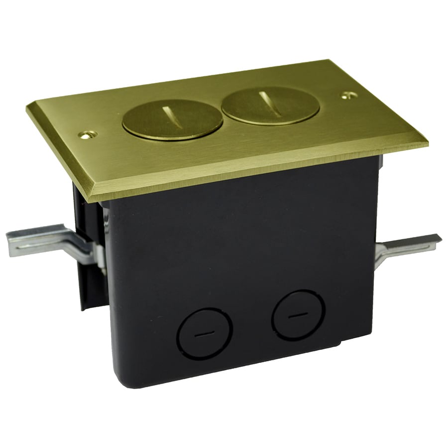 Allied Moulded Products - Allied Moulded Products FB-2 Thermoplastic Floor Box 25 In. Rectangular Brass Cover Duplex Device