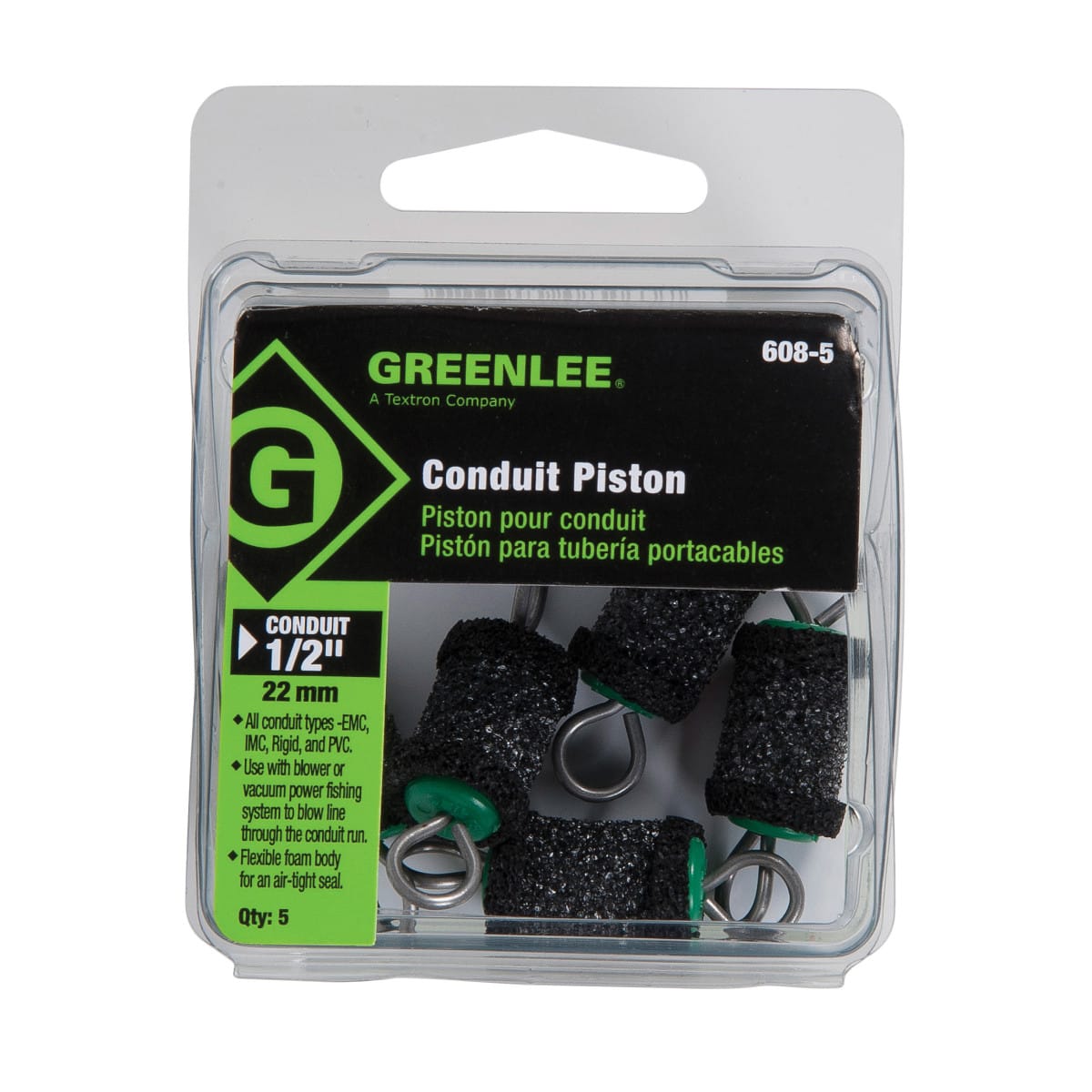 Greenlee Textron - Greenlee 608-5 1/2" Green Flexible Foam Rigid/EMT/IMC Blower or Vacuum Conduit Piston