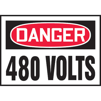 Panduit Corp - Panduit PVS0305D3175 Safety Label, 3.50" x 5.00", DANGER 480 VOLTS, Outdoor Durability 2 years