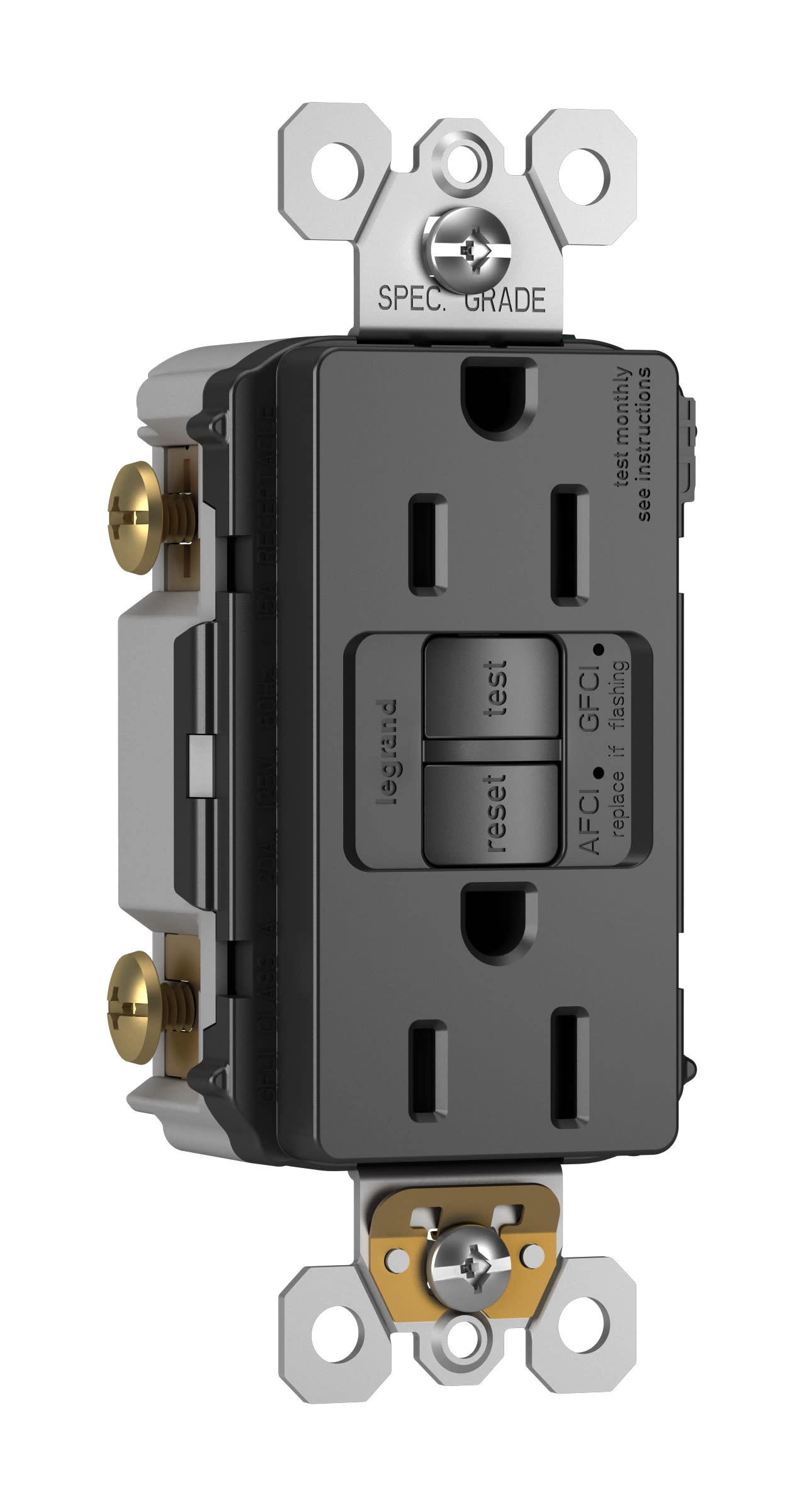 Pass & Seymour / Legrand - Pass & Seymour AFGF152TRBK 15A 125V AFCI/GFCI Self-Test Tamper-Resistant Receptacle - Black