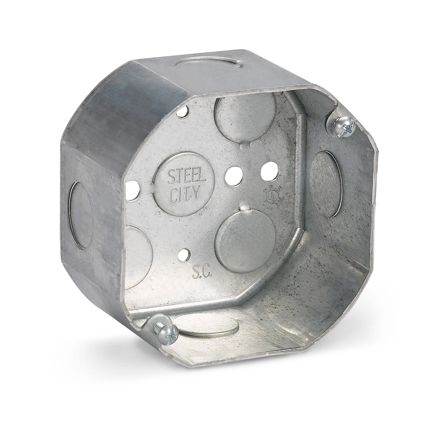 Thomas & Betts Co - Steel City 541711/2-25 4 Inch Diameter 2.125 Inch Depth 22.5cu.in Steel Octagon Box with 1/2 Inch Knockout