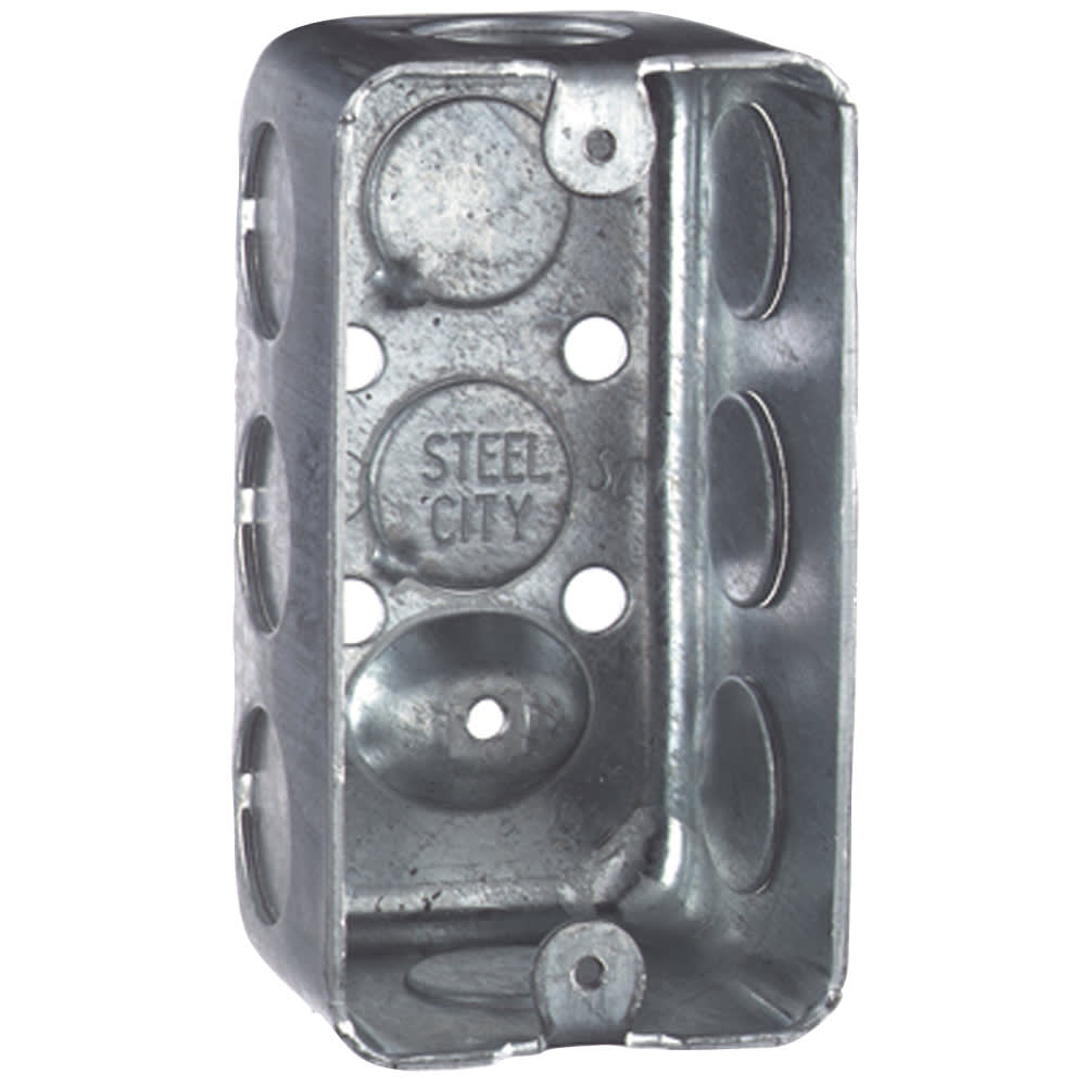 Thomas & Betts Co - Steel-City 58361-1/2 Steel Handy/Utility Box, 4" x 2-1/8" x 1-7/8", 13 cu.in. w/ 1/2" KOs