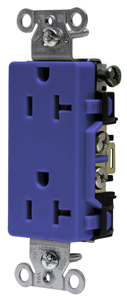 Hubbell Wiring Device - Hubbell DR20BLDECO Receptacle, COMM GRD, 20A 125V, 5-20R, BL