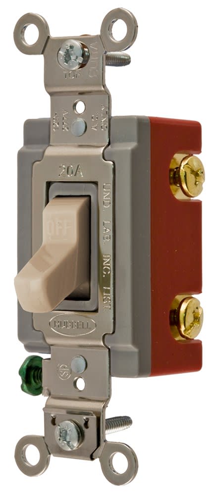 Hubbell Wiring Device - Hubbell HBL1222ALDP TOG, IND GRD, 20A 120/277V, AL
