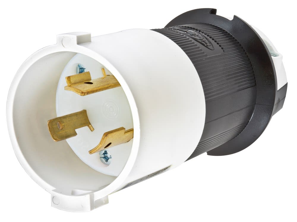 Hubbell Wiring Device - Hubbell Wiring Devices HBL2341S 20 Amp 480 Volt 2-Pole 3-Wire NEMA L8-20P Black and White Locking Plug