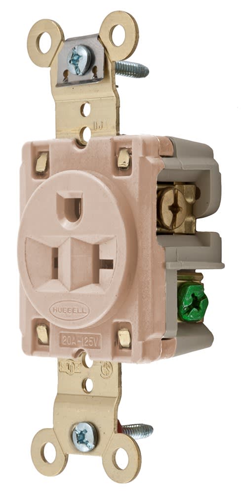 Hubbell Wiring Device - Hubbell HBL5361LA SGL Receptacle, IND GRD, 20A 125V, 5-20R, LA