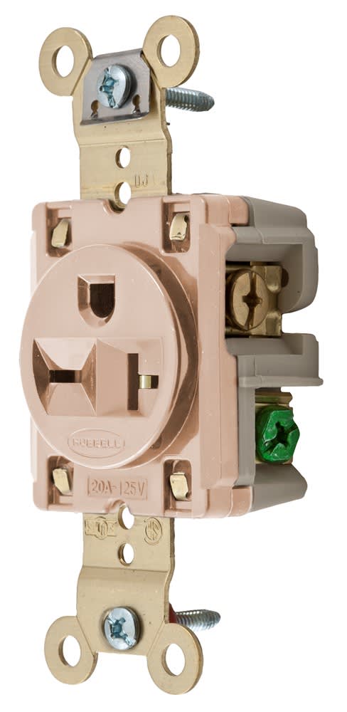 Hubbell Wiring Device - Hubbell HBL5461LA SGL Receptacle, IND GRD, 20A 250V, 6-20R, LA
