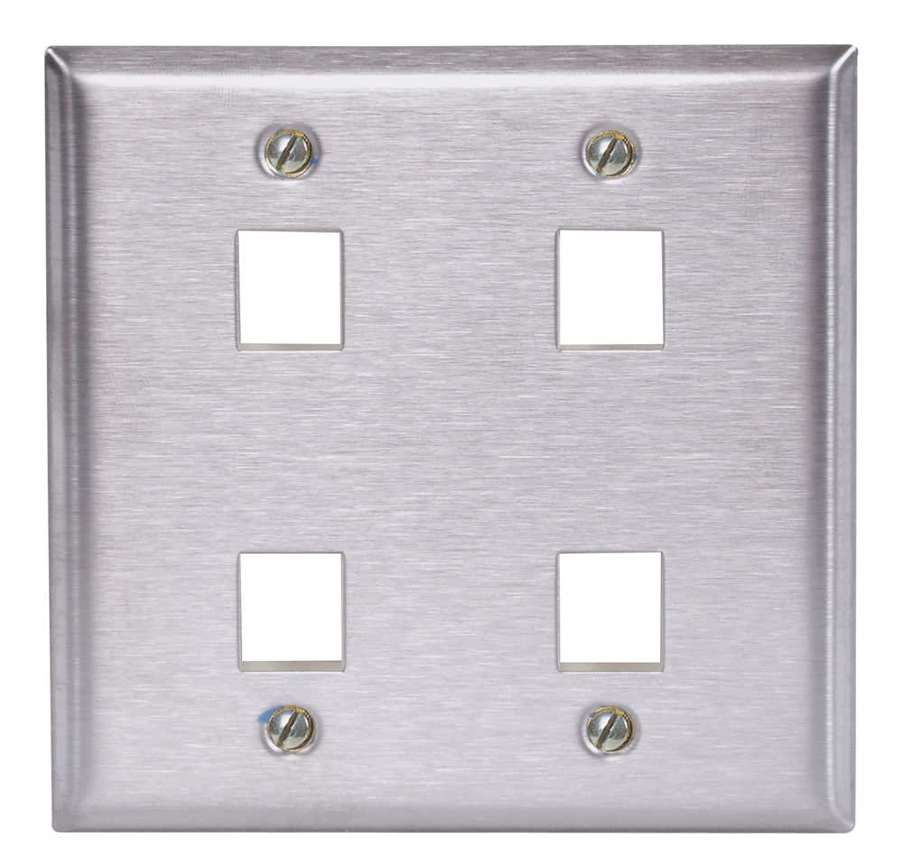 Hubbell Wiring Device - Hubbell SST2474 WALLPLATE, 2-G, 4 JACK, SS