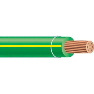 Copper Wire - THHN #12 Stranded Copper GREEN w/ YELLOW Stripe Wire (500ft Spool)