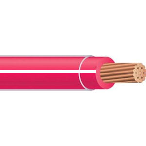 Copper Wire - THHN #14 Stranded Copper RED w/ WHITE Stripe Wire (500ft Spool)