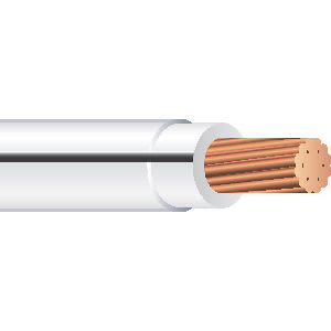Copper Wire - THHN #12 Stranded Copper WHITE w/BLACK Stripe Wire (500' Spool)