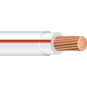 Copper Wire - THHN #12 Stranded Copper WHITE w/ RED Stripe Wire (500ft Spool)