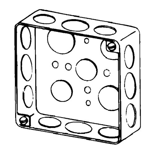 Appleton Electric - Appleton 4S-SPL-DR 4" Square Outlet/Switch Box, 1-1/2" Deep, 21cu.in, 1/2" & 3/4" Knockouts, Drawn, Steel