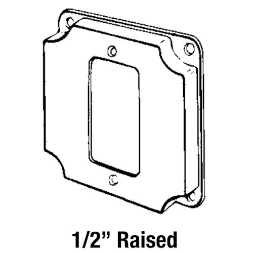Appleton Electric - Appleton 8362 4" Square Surface Cover, 1/2" Raised, 7.0cu.in, One GFCI Device, Steel