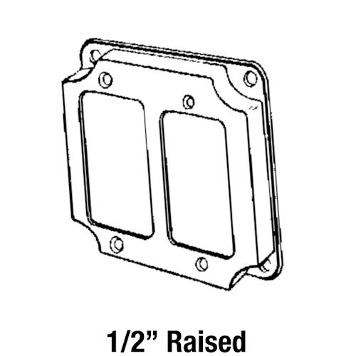 Appleton Electric - Appleton 8362N 4" Square Surface Cover, 1/2" Raised, 7.0cu.in, Two GFCI or Decora Switches, Steel