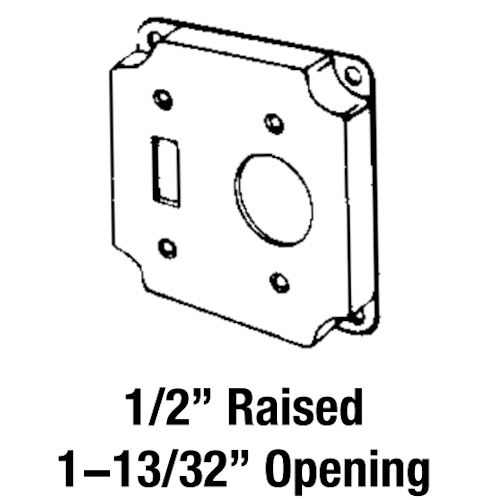 Appleton Electric - Appleton 8368 4" Square Surface Cover, 1/2" Raised, 7.0cu.in, One Toggle Switch / One Single Flush Receptacle (1-13/32" Dia.), Steel